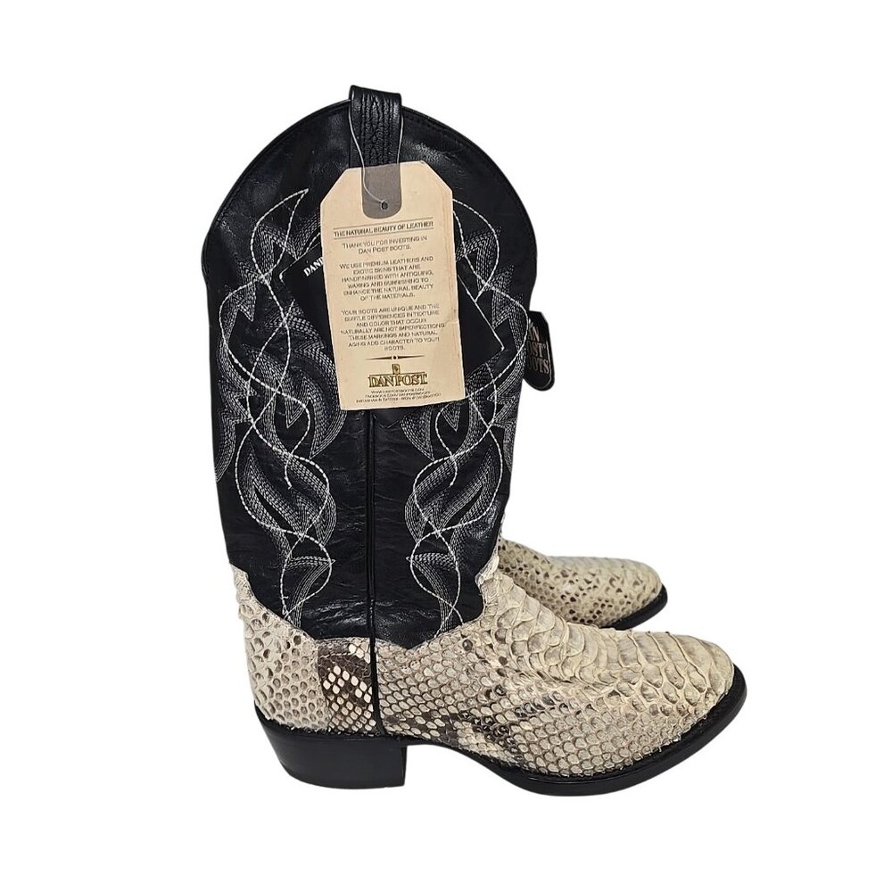 Dan Post Men's DP3036 Manning Python Western Exotic Boot Natural Black Size 9.5D - Picture 2 of 6